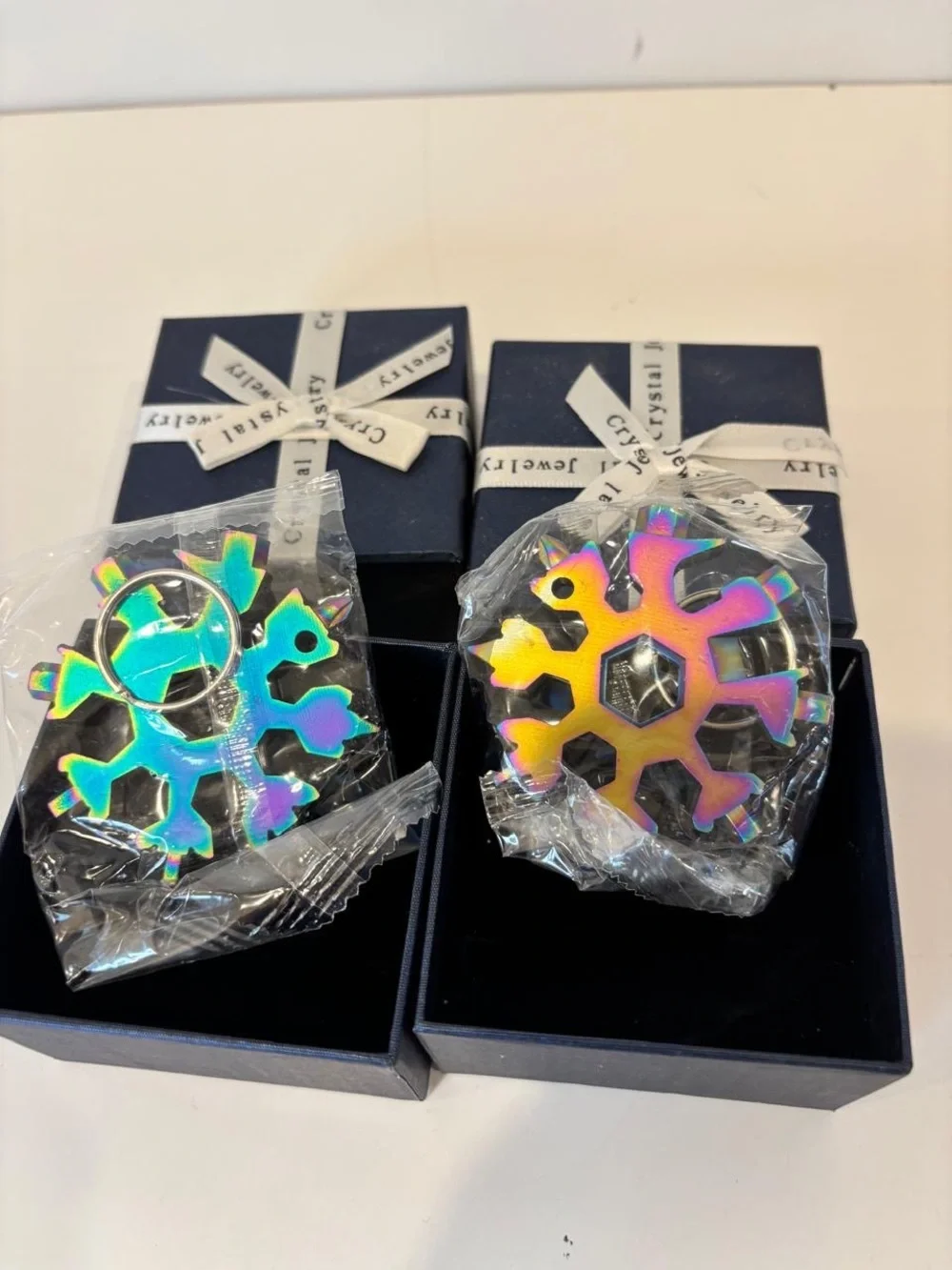 New 2-Pack Rainbow Snowflake Multi-Tool Keychain EDC Bottle Opener